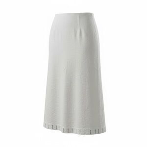Edward Irish Linen‎ Women's White 100% Linen Skirt with Black Embroidery - Sz 12